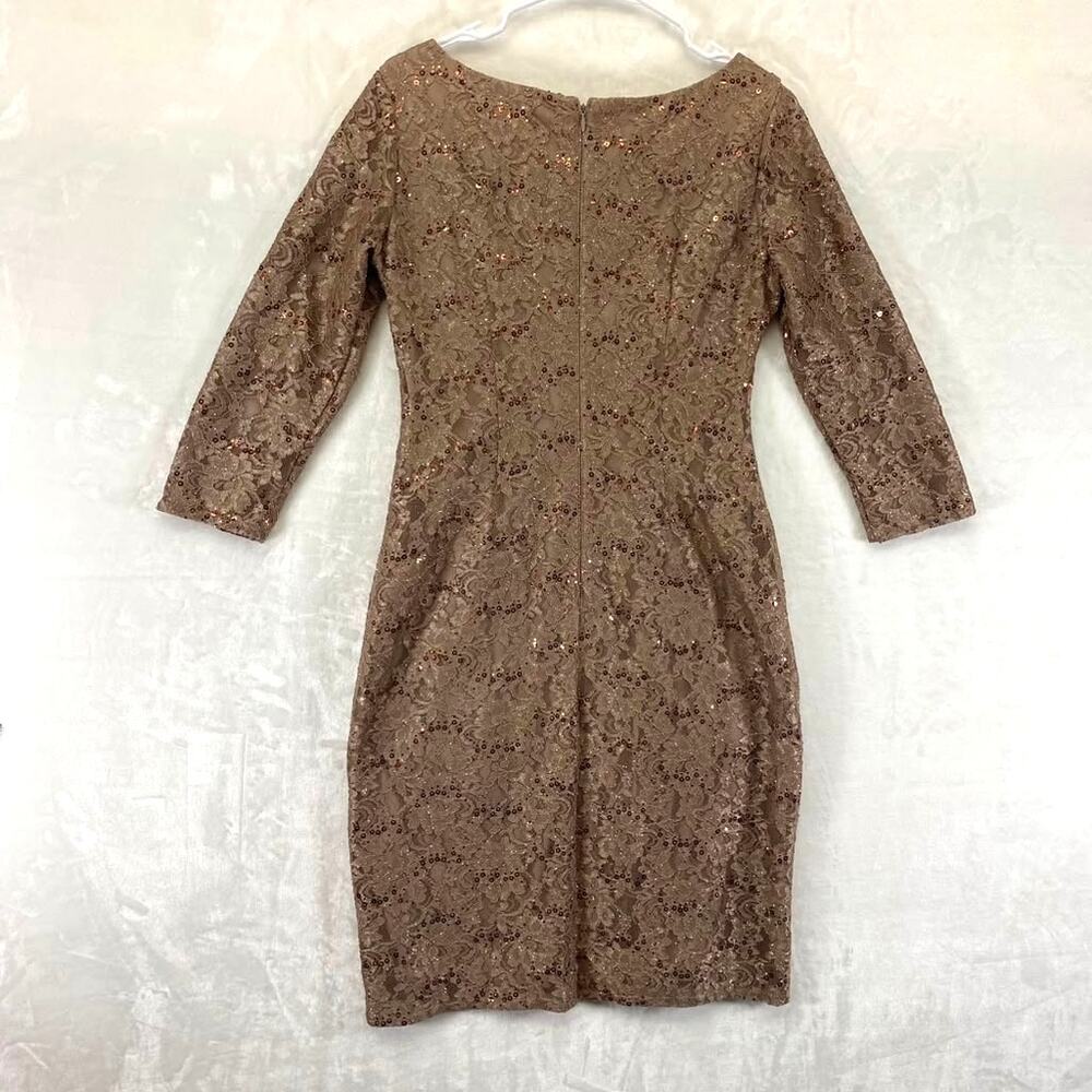 Jessica Howard Women's Brown Side Tucked Sheath Dress Sz 10P - Picture 2 of 10